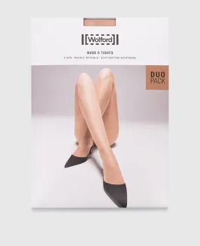 Wolford A set of brown tights 8 den