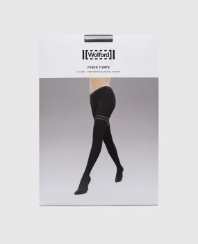 Wolford Black punch tights with curved cutouts